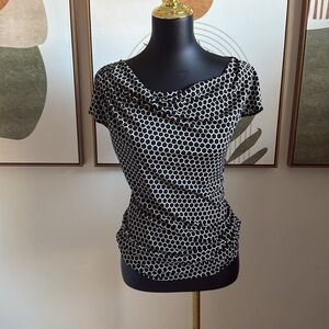 3/$10 Max Studio Monochrome Honeycomb Black Blouse